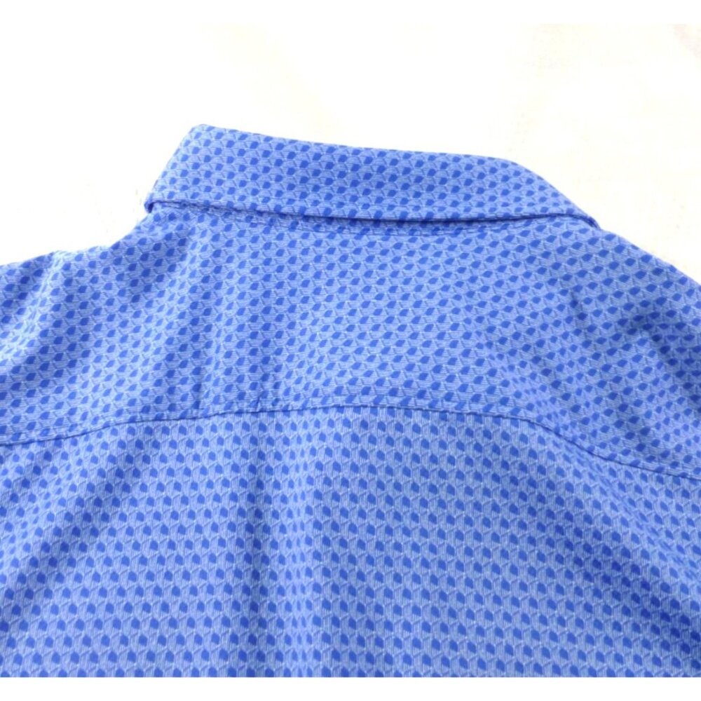 Murano Mens Slim Fit Blue Long Sleeve Button-Up Shirt With Geometric Pattern Siz - Picture 8 of 8